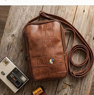 [Kodak] Retro Camera Crossbody Vintage Bag Soft Faux Leather & Interior Faux Fur